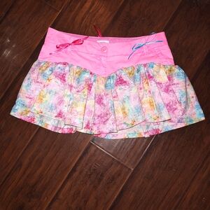 Crown & Ivy Upcycled Hand Made Pink and Multicolored Tie Dye Mini Skort